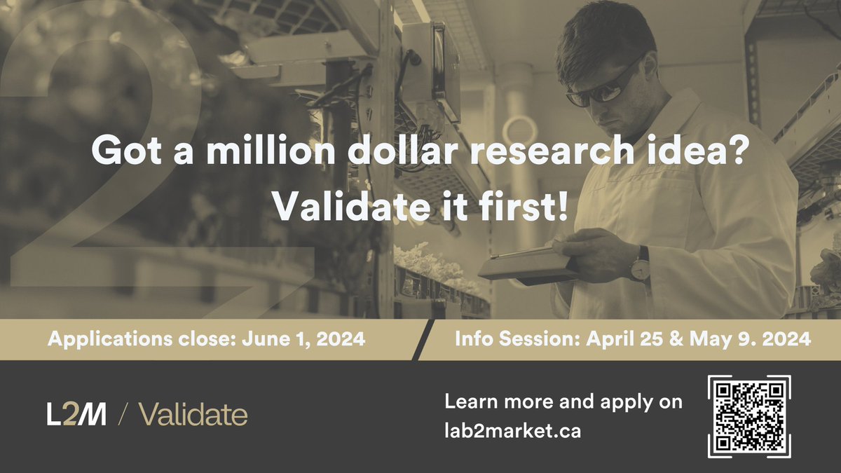 Discover the potential of your research idea with Lab2Market Validate program. Over 16 weeks, gain firsthand insights from customers, receive mentorship, training, and $15,000 support. Open to researchers in Atlantic Canada. Apply now at lab2market.ca/validate.