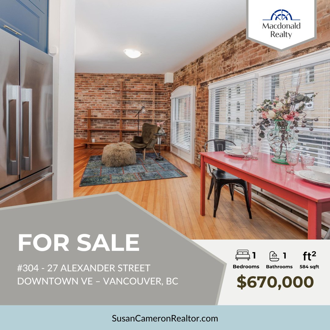 🏡 Welcome to #304 - 27 Alexander Street, Gastown, Vancouver
📍 #304, 27 Alexander Street, Downtown VE - Vancouver, BC V6A 1B2

💲 Price: $670,000
🛏️ 1 Bed | 🛁 1 Bath | 📐 584 sq. ft.

#susancameron #macdonaldrealty #vancouverrealestate #bcrealestate