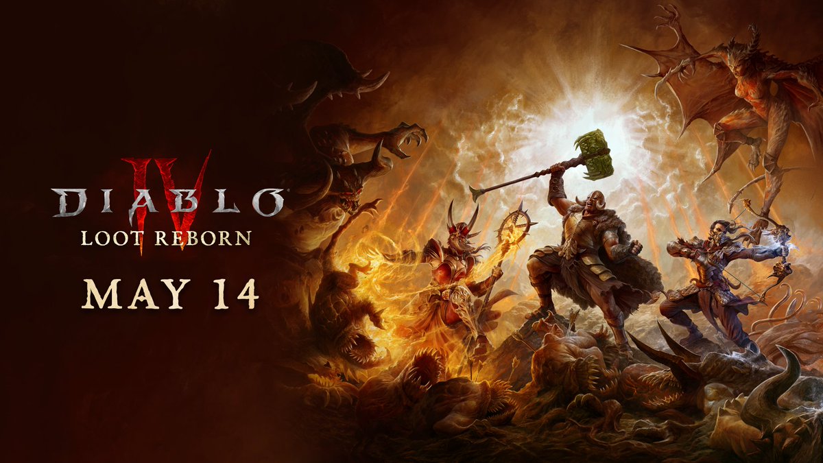 Season 4: Loot Reborn is coming May 14th.

⚒️ New Itemization Systems
🔥 Helltide Changes
📜 And much more

Read more about #DiabloIV's biggest gameplay update yet: blizz.ly/3WpRD4D