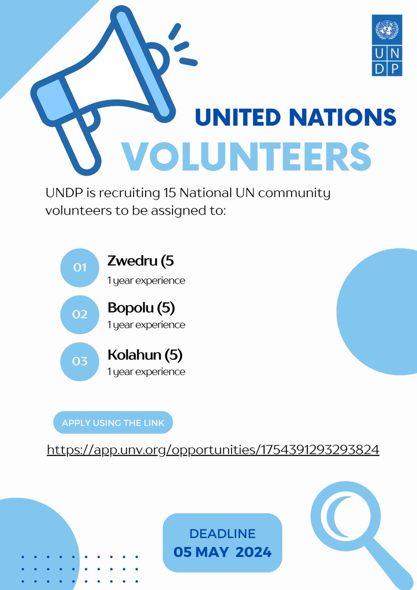 We've got some great news to share! 🎉 Due to popular demand and to ensure everyone has enough time to perfect their submissions, we're extending the deadline for our UN community volunteers to 05 May 2024. Apply using the link: app.unv.org/opportunities/…