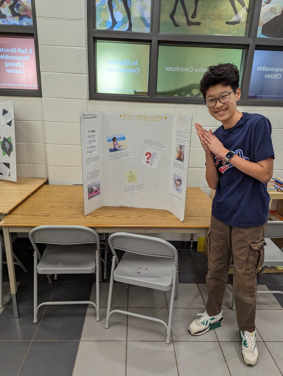 MrBDuguid's tweet photo. Showcasing all of our hard work today to our grade 5 peers at today's #ChillFair. Thanks to @MissArthurCYC for inviting us to share our strategies around coping with stress and anxiety at school and beyond. @msotoole10 @St_Andrew145 https://t.co/o37EPzpbsL