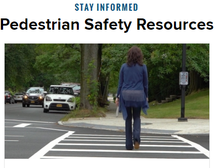 Don't get distracted while crossing the street. Pedestrians must obey traffic control signals, signs and pavement markings. See where you are going and be seen by motorist.