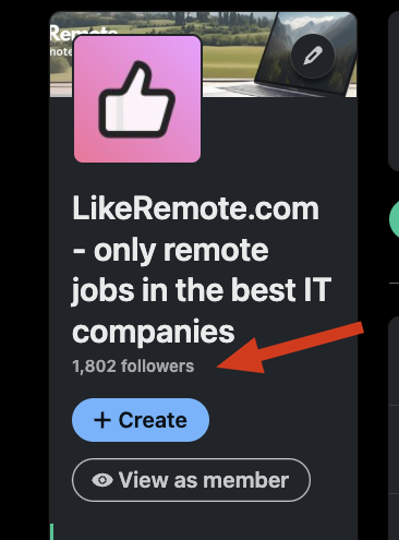 Great news for @Likeremote ! 1800 folowers on @linkedin !

linkedin.com/company/101265…
#buildinpublic -> likeRemote.com