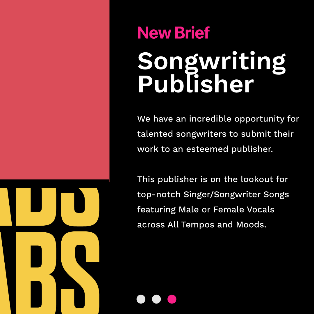 🙌 CLOSING MIDDAY🙌

We have an incredible opportunity for talented songwriters to submit their work to an esteemed publisher with a proven track record of securing countless placements . 🎼

DEADLINE⏰MIDDAY TODAY

SUBMIT HERE👉bit.ly/3JExvUX