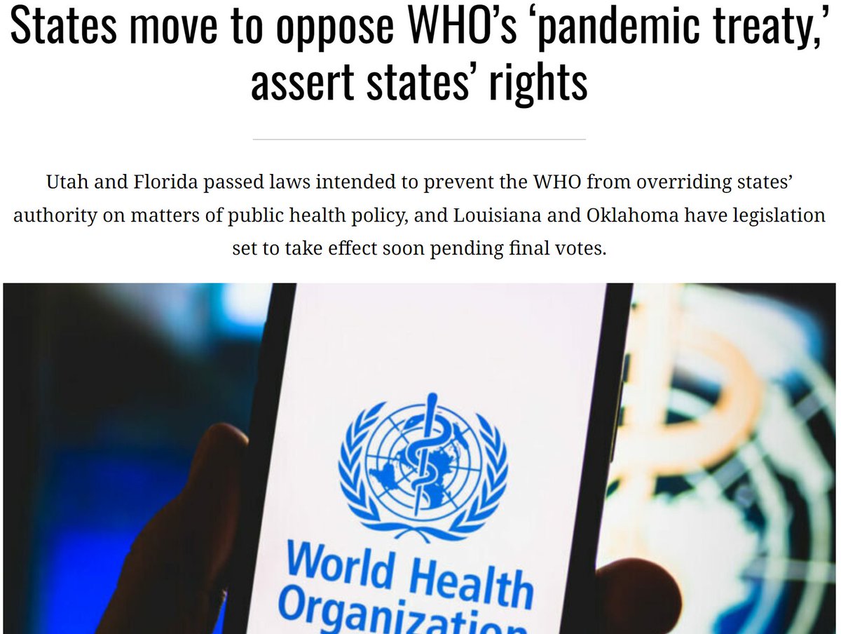 Two states have passed laws – and two states have bills pending – intended to prevent the World Health Organization (WHO) from overriding states’ authority on matters of public health policy. Utah and Florida passed laws and Louisiana and Oklahoma have legislation set to take…