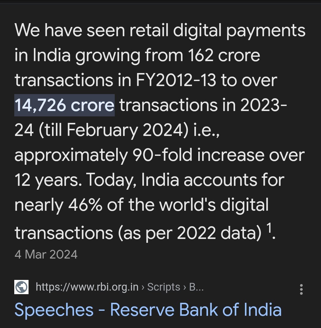 @a the #economy 
If digital payments were stuck at, say ₹10 trillion, #cash demand would have been an addl ₹129 trillion.
The universal adoption of UPI meant that it took over 1 cash deal per 2 days per adult.
I am not an #economist of the class of #RaghuramRajan but if #CIC is a