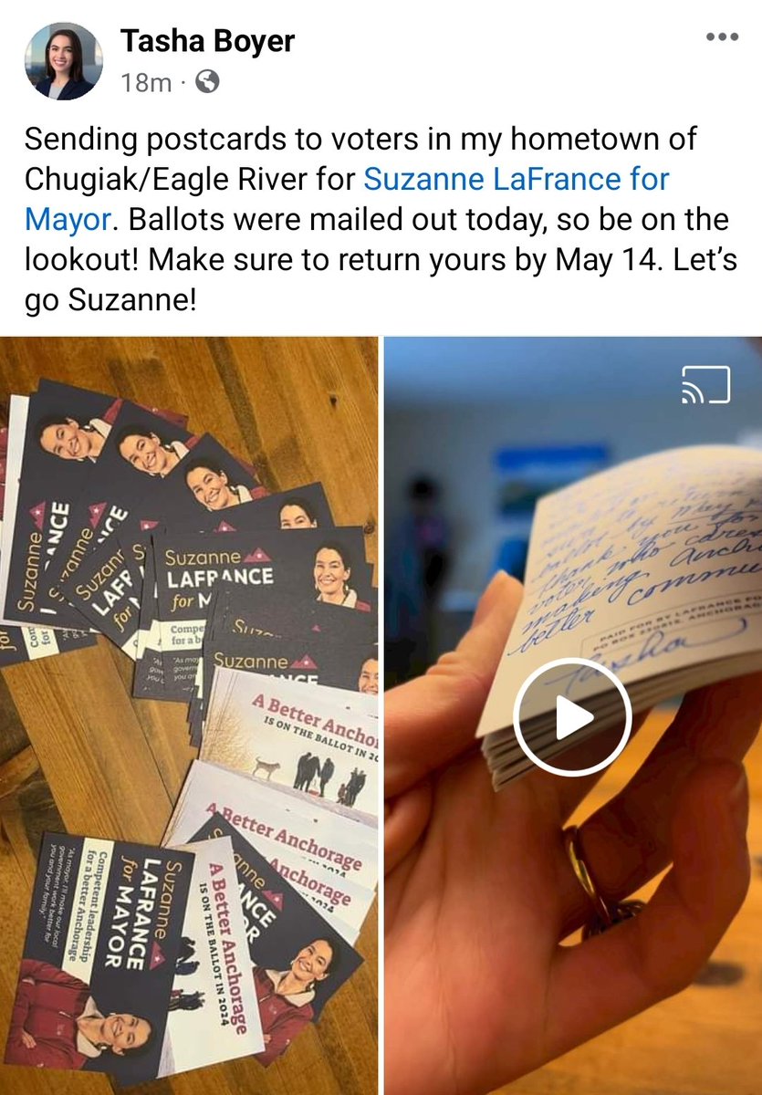 My fiancee isn't on Twitter, so I'm going to brag a little on her behalf. I love seeing her doing volunteer work like this! Please do what you can, including obviously turning in your ballot, to support @votesuzanneak. Time for change! #ANCVotes