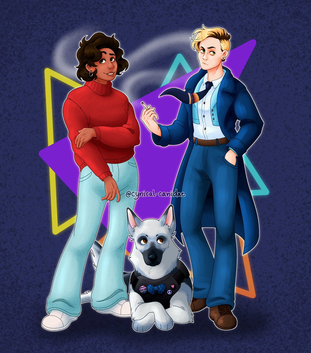 Not quite the Mystery Gang: Yaz and PI J. Smith (+ K9)!! 🛼🚓🚬🦮
#Thasmin #DoctorWho #13thDoctor