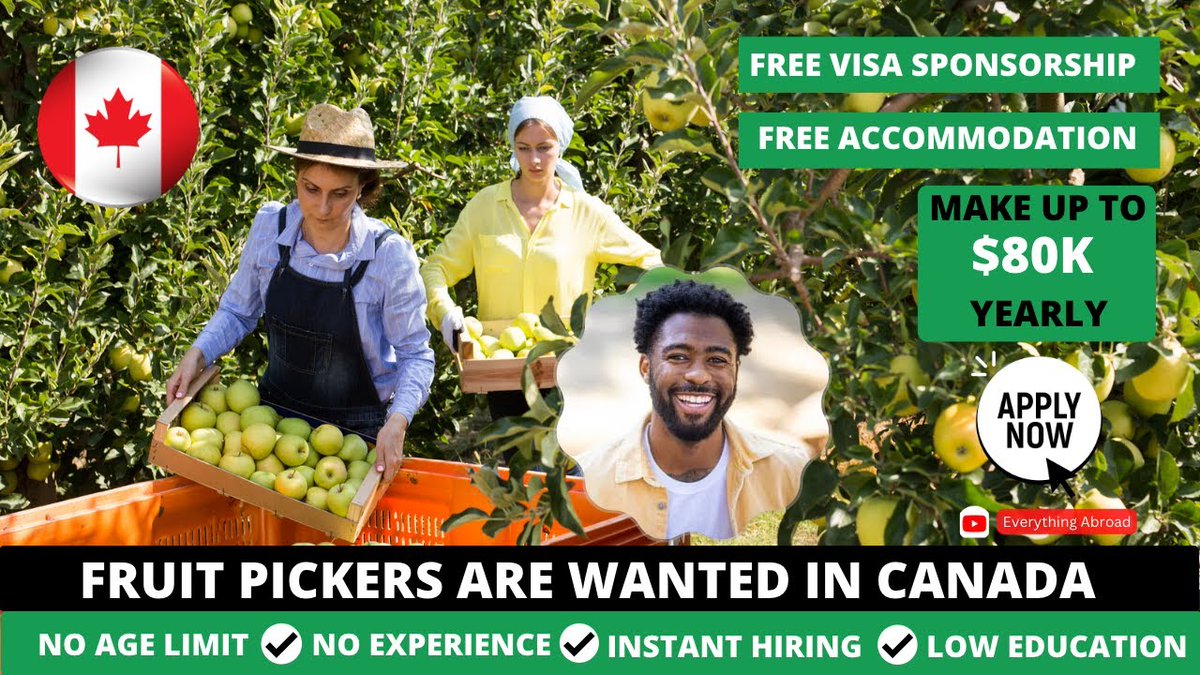 Unlock the Harvest in Canada: Free Fruit-Picking Jobs for All
APPLY NOW: bit.ly/4aqreb2
#AGRICULTURE #CANADA #CAREERADVICE #FARMWORK #FREEFOOD #FRUITPICKING #HARVESTSEASON #JOBHUNTING #JOBOPPORTUNITIES #JOBS #SEASONALJOBS #WORK