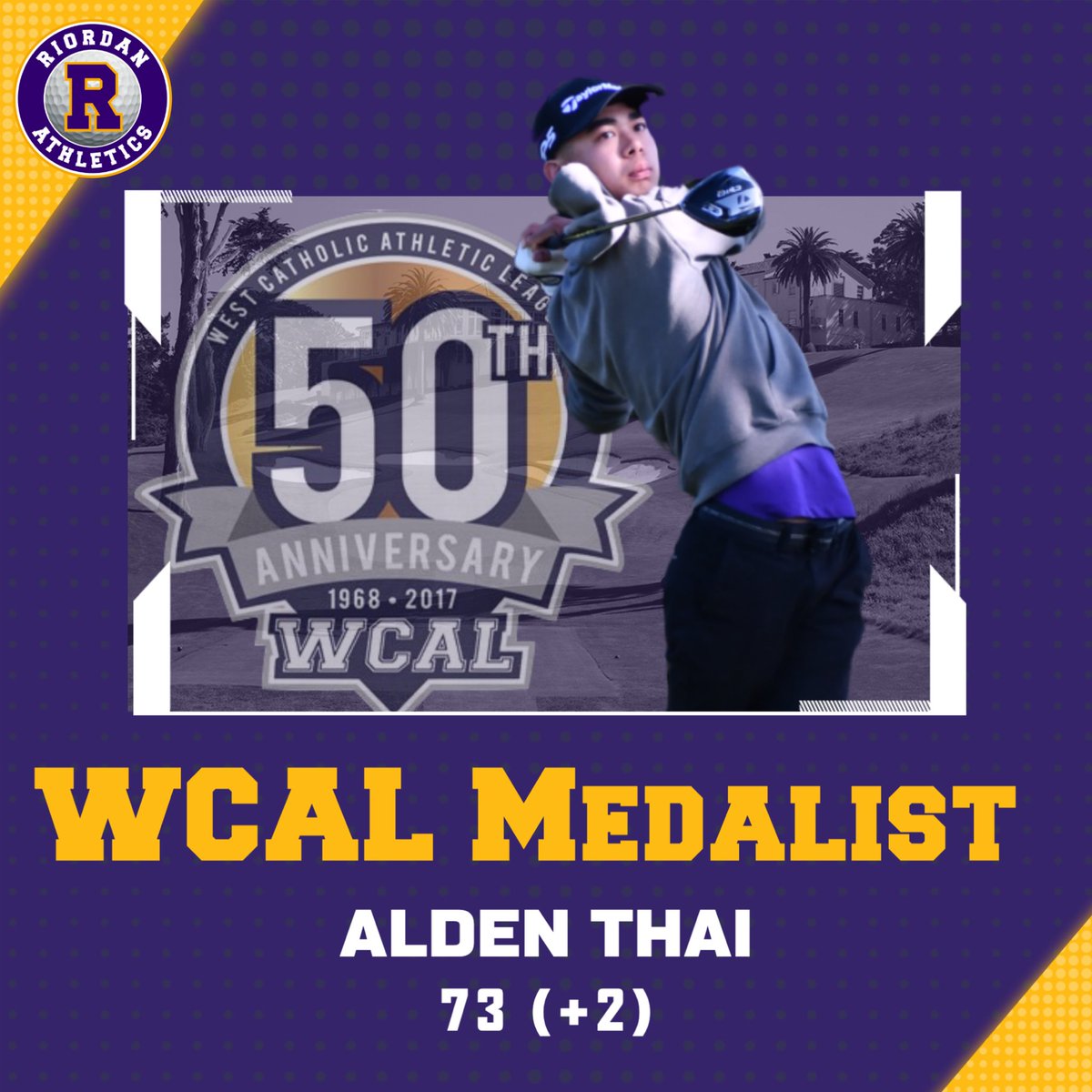 Congratulations to Alden Thai ‘25, who was the medalist at the WCAL Varsity Boys Golf Championships at The Olympic Club on Monday. Thai is the first Crusader to finish in 1st place in the league tournament in program history.