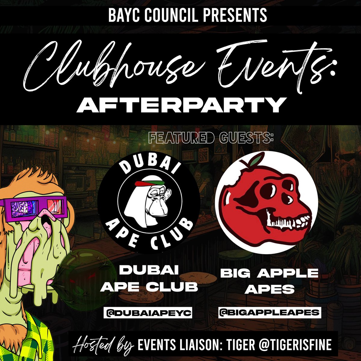 From NY to Dubai, Apes pulled through in April 🎉 Join us for the Afterparty space with our local hosts @BigAppleApes & @DubaiApeYC for a recap on their recent meet ups and relive the moments Set reminder below 👇