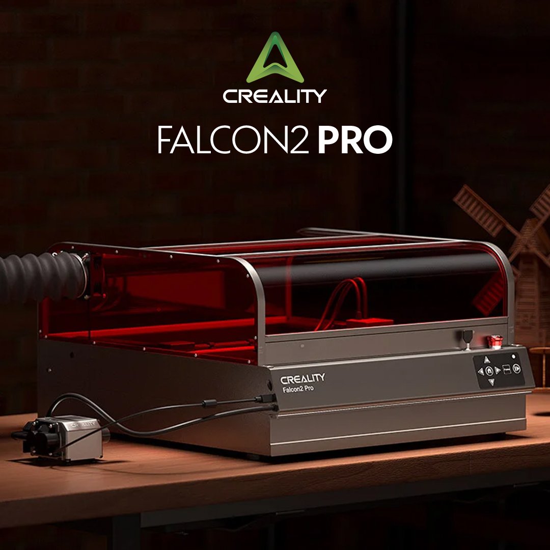 The Falcon2 Pro from Creality is a laser cutter that is available with either a 22W or 40W laser head. The device has a large, enclosed build space that enables safe and efficient work. ⚡ More about the Falcon 2 Pro: tinyurl.com/bdza42ma ⚡