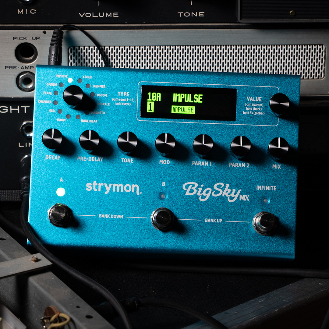 Introducing the BigSky MX from @strymon, the next-generation reverb workstation that changes the game for dedicated reverb pedals. Dive into a world of ambient textures and spacious soundscapes with the BigSky MX, available for pre-order now at CME! bit.ly/2WiH46p #CME