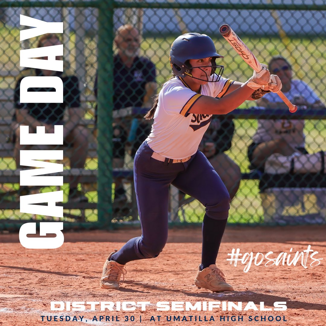 Best of luck to the Varsity Softball team as they travel to Umatilla High School for the FHSAA District Semifinal game! #GoSaints