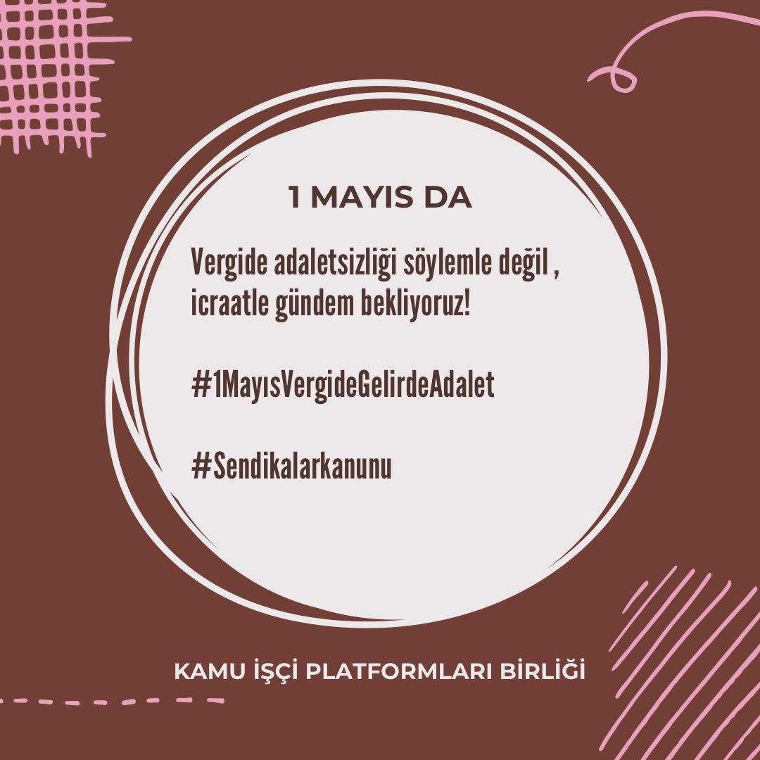 #1MayısVergideGelirdeAdalet
#Sendikalarkanunu

'Geleceğine sahip çık,
Her Yerde Biz Varız.!

İşçinin Bayramı olması Gereken işçi bayramında Şu Kadar Beklentileri Cevaplansın..