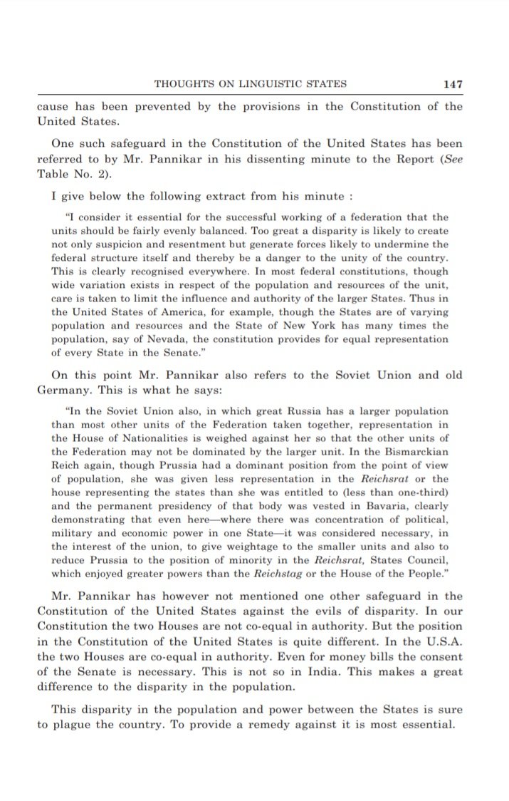 Ambedkar also had mentioned regarding USA style equal representation of all states. He'd also warned about south disintegrating if north continues its imposition. Almost a century later we're still at the same juncture. TFR of SI &NI going opposite way adds salt to the wound.