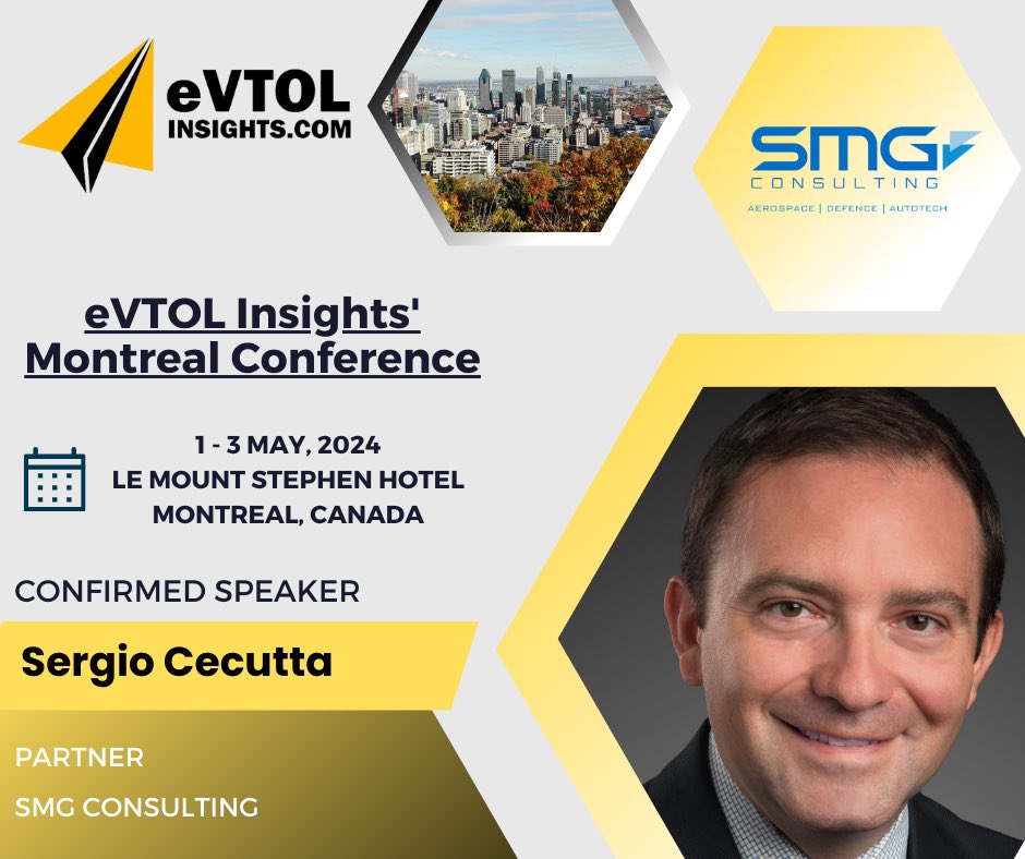 We look forward to meeting all the industry colleagues this week in Montreal at the @eVTOLInsights conference. Our Partner Sergio Cecutta will be hosting a panel on Entry Into Service with @ferrovial,@ArcherAviation and @Lilium. #aam #advancedairmobility#evtol