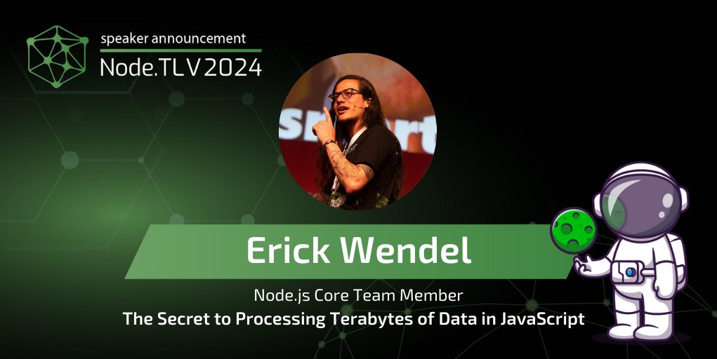 We are proud to annonce that @erickwendel_ , Node.js Core Team Member, will be speaking at #NodeTLV24!! Check out the full agenda on nodetlv.com