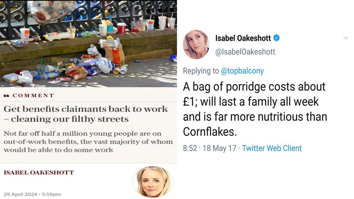 If Isabel Oakeshott, Richard Tice, 30p Lee Anderson & their fellow Reform UK loons ever had any power they would have you living off porridge & sweeping the streets