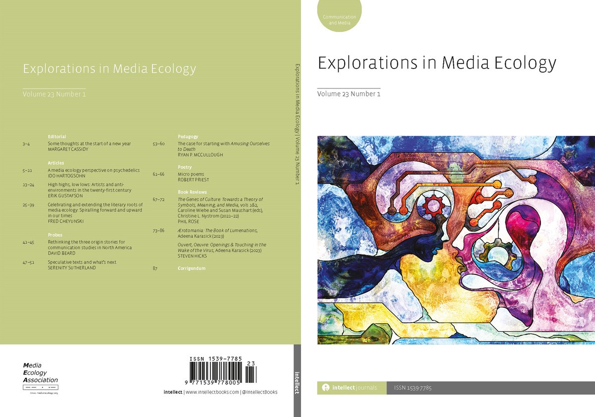 Explorations in Media Ecology 23.1 is out now! Including ‘A media ecology perspective on psychedelics’ by @hartogsohn @meccsapolicy @MediaEcology intellectdiscover.com/content/journa…