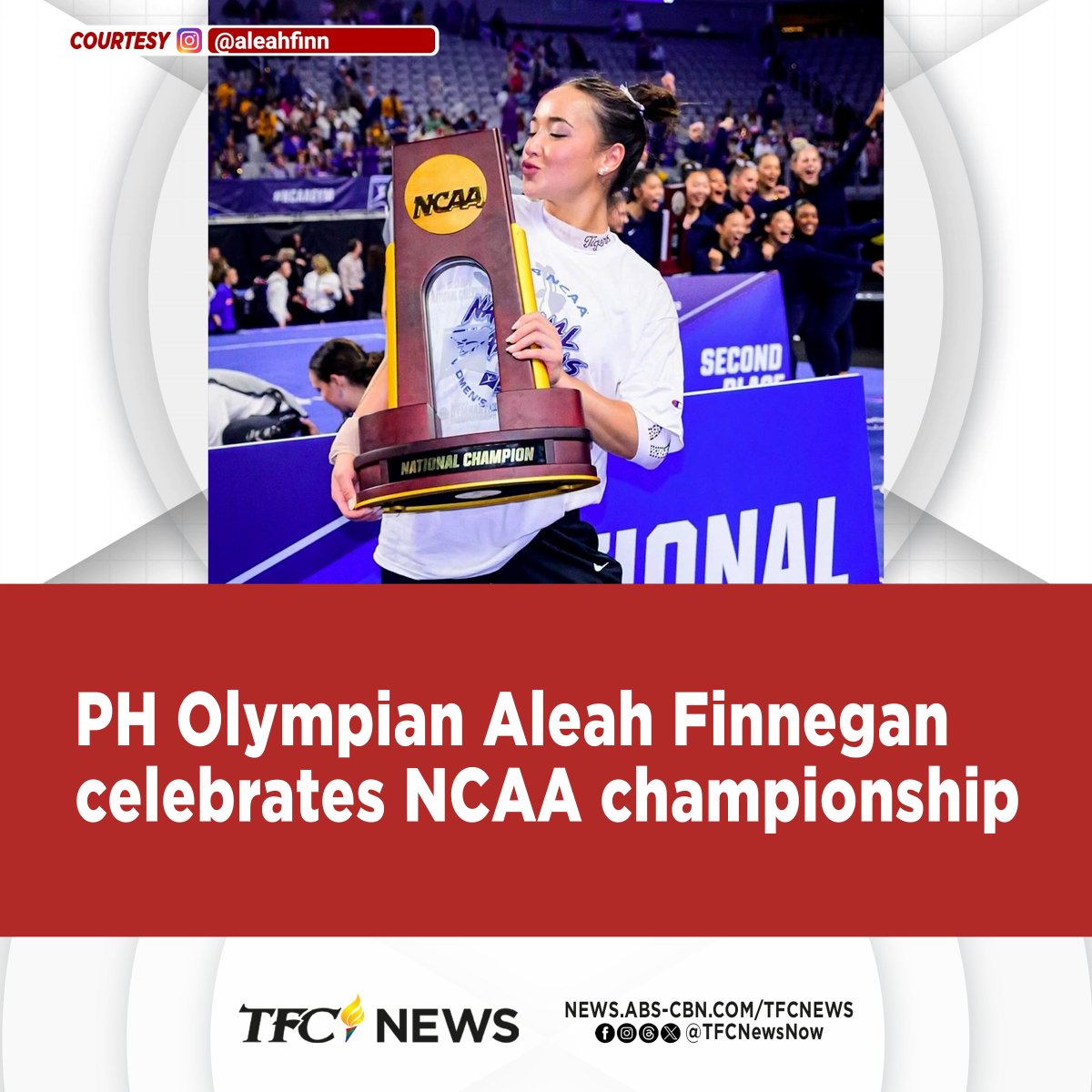 FilAm gymnast Aleah Finnegan, fresh from qualifying for the 2024 Olympics, marks another milestone as she and the Louisiana State University women's gymnastics team grab their first NCAA championship. @StevieAngeles reports. #TFCNews WATCH: youtu.be/sKzcb4LfAFw