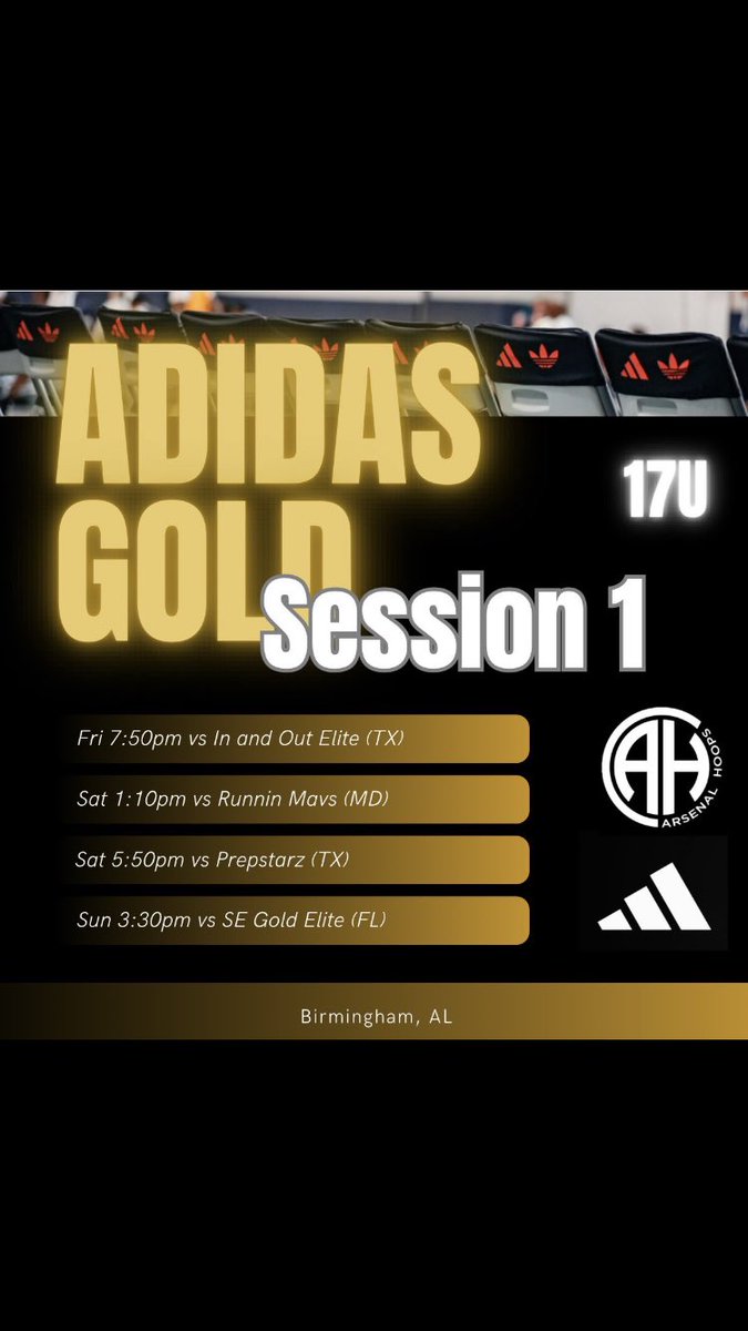 Checkout my schedule for this weekend in Birmingham, Alabama for session 1 of 3SGB‼️@ArsenalHoops @MichaelAsleson @evan_asleson @CoachJBTPB @adidasHoops