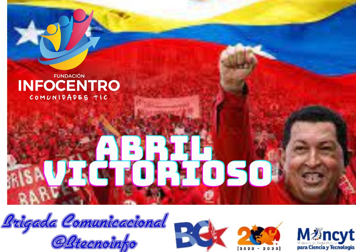 '¡Recuerda la historia! 🇻🇪 #PuebloComunicador se levanta en memoria de los sucesos del 11, 12 y 13 de abril del 2002 en Venezuela. 
@BrigadasCHCH @Infobolivar3 @surcomuna @InfoBol29