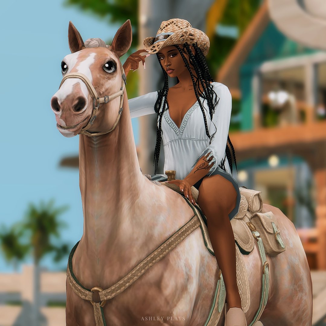 camille on horseback in turks. 🩵 #TheSims4