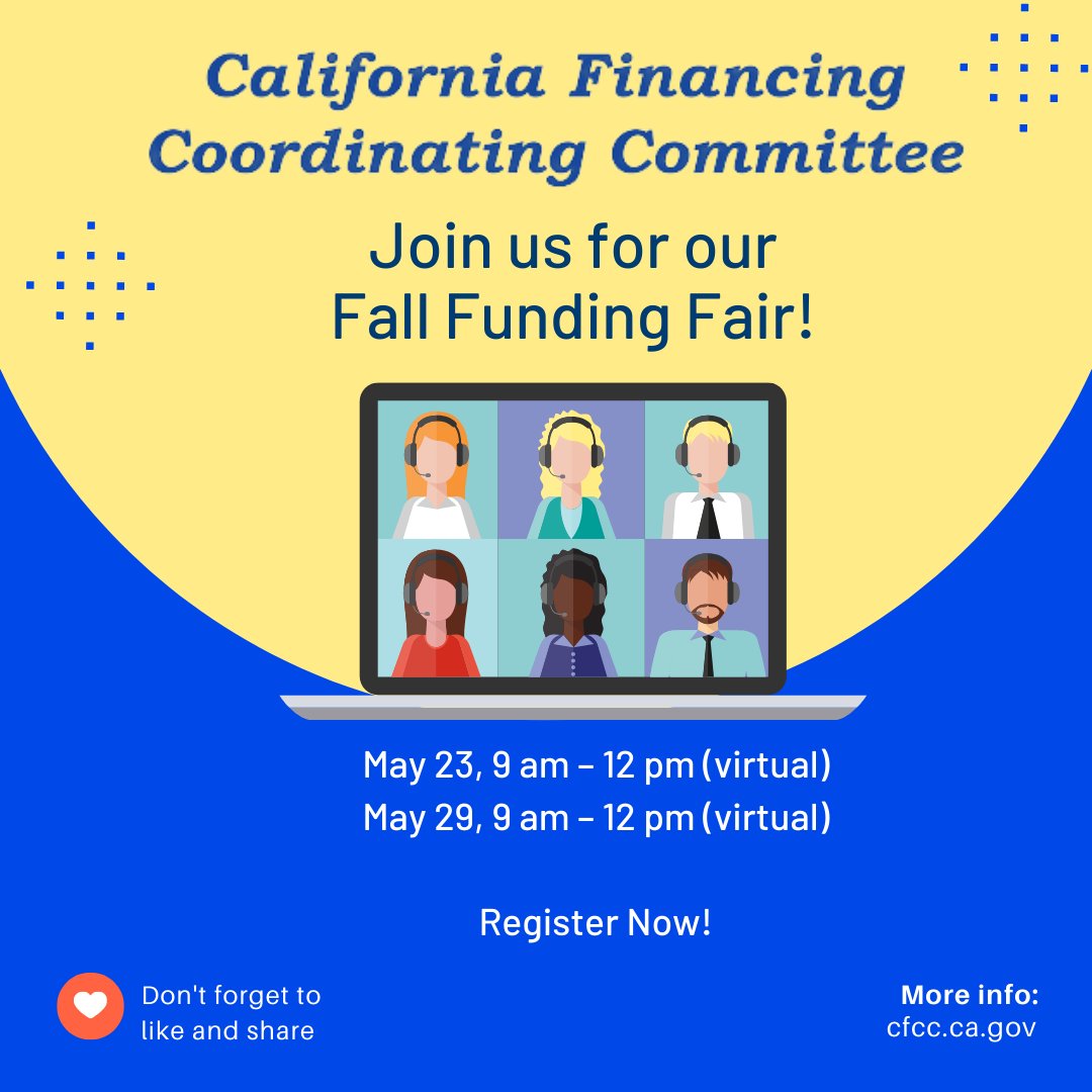 The CFCC Funding Fair is the best place to learn more about available federal, state, and local government grants, loans, and bond financing for your infrastructure project.

Register now! It's FREE to attend: bit.ly/3Qrncam