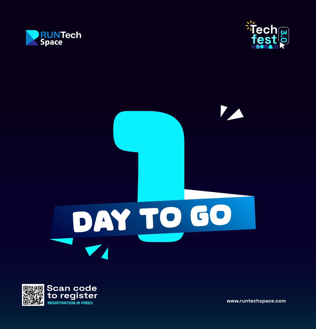 The wait is almost over!!🤩🚀

 TECHFEST 3.0 KICKS OFF TOMORROW!!🤩🔥

rb.gy/he8cia