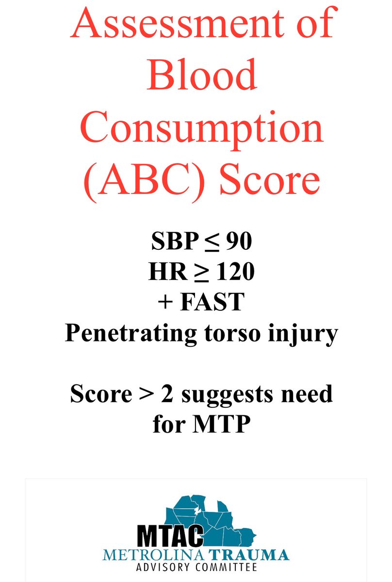 How do you determine if a Massive Transfusion Protocol should be initiated? An easy method is the ABC Score. #TraumaEducation #MetrolinaTrauma #SoMe4Trauma #TraumaCenter #TraumaSurgery #EmergencyMedicine #TraumaNurse #EmergencyNurse #MassiveTransfusion #FOAMed