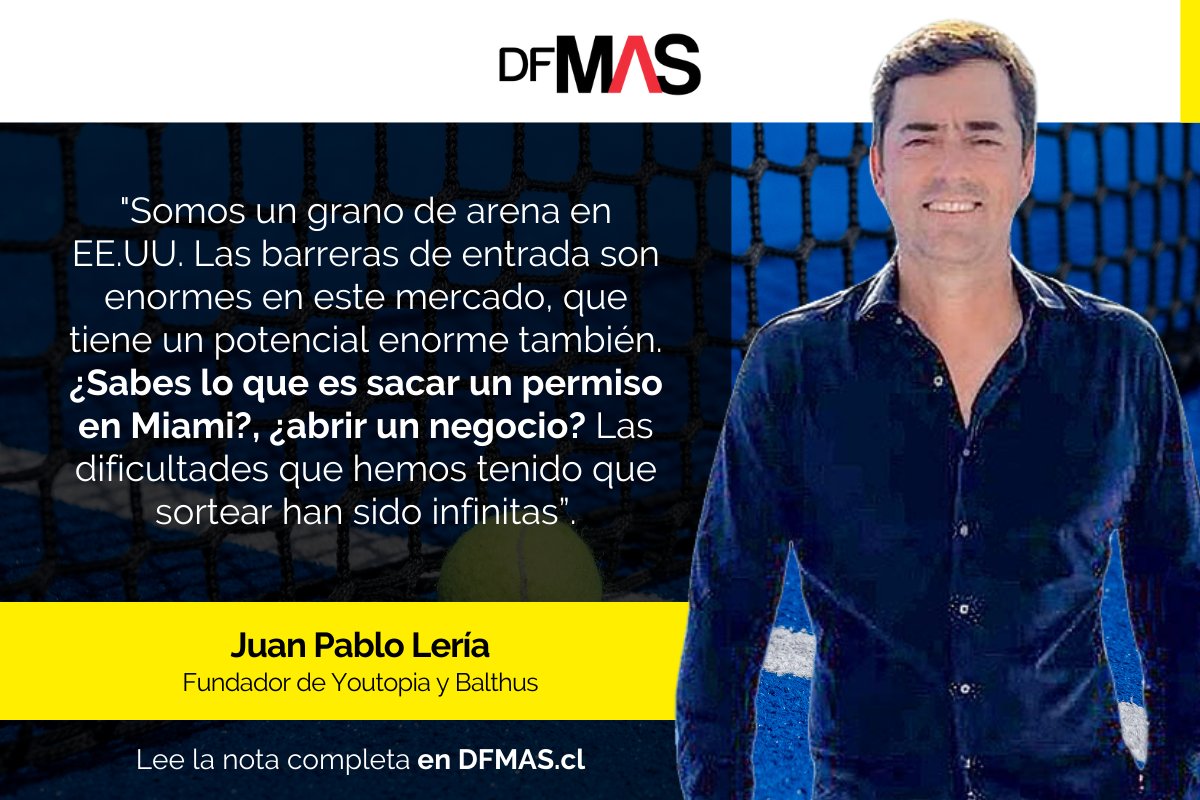 👉 #PorDentro | Juan Pablo Lería levanta US$ 5 millones y estrena club de pádel en Miami dfmas.df.cl/df-mas/por-den…