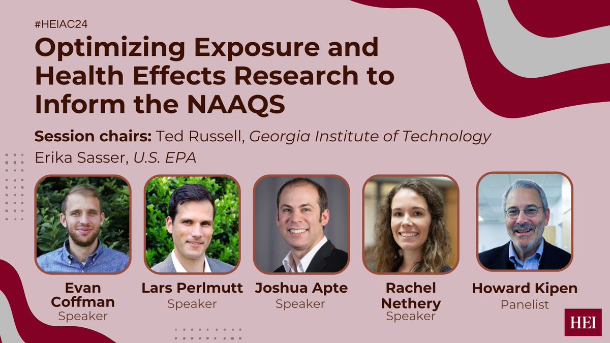 The NAAQS are critical to protecting public health. Our final #HEIAC24 session showcases how research shapes these standards and what more needs to be done. We'll hear from @joshapte and others. #EnvironmentalResearch