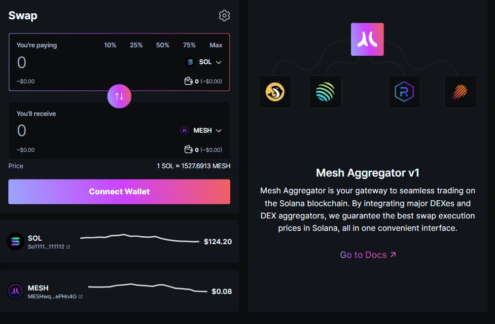 SatoshiScribes's tweet image. 2/ Best Rates &amp;amp; Rewards

Access the best swap rates across Solana and enjoy added perks! Using Mesh Protocol&apos;s Aggregator of Aggregators qualifies you for our leaderboard, points system, and upcoming rewards and airdrops. 

#MeshProtocol #Solana