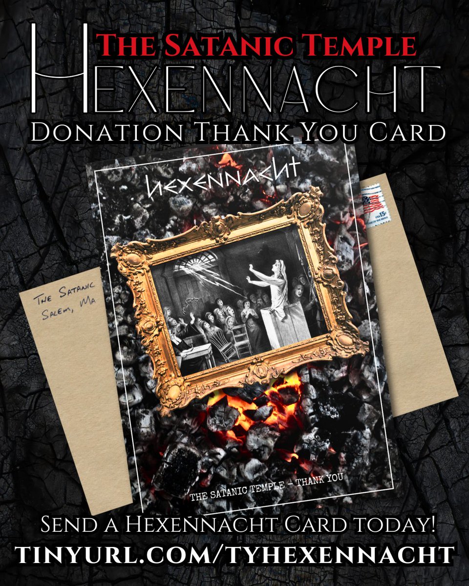 This year, in honor of the victims who have fallen to the dangers of superstition and pseudoscience, send a special 'Thank You' to the person who inspired your donation to TST with a Hexennacht Thank You Card, available exclusively at the TST Shop. tinyurl.com/tyhexennacht