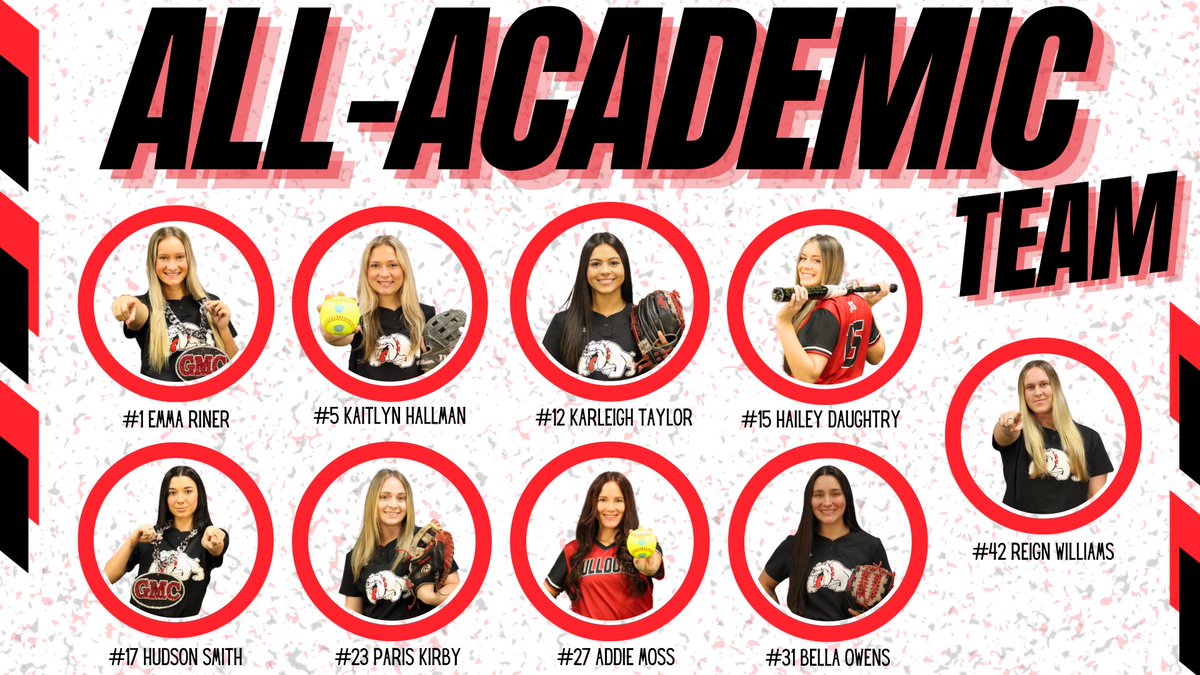 We’re getting it done on the field &amp; in the classrooms! In order to be eligible for all academic team, a student athlete must be a sophomore with a minimum of 3 full time terms &amp; a minimum of a 3.0 cumulative GPA. 
Huge shoutout to these 9 girls for their hard word &amp; dedication!