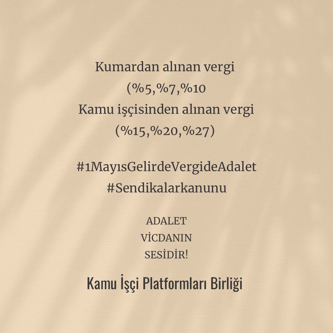 Türkiye yüzyılında emeğin değer taşımadığı, emekçinin  ağır vergilerle terbiye edildiği ve sarıağaların da seyrettiği bir dönemi yaşıyoruz. #1MayısVergideGelirdeAdalet
#SendikalarKanunu