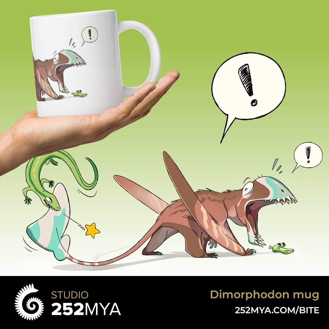 Start your day with some hot coffee served in this Dimorphodon mug, hopefully it will be better than his! Design by @Twarda8 252mya.com/bite
