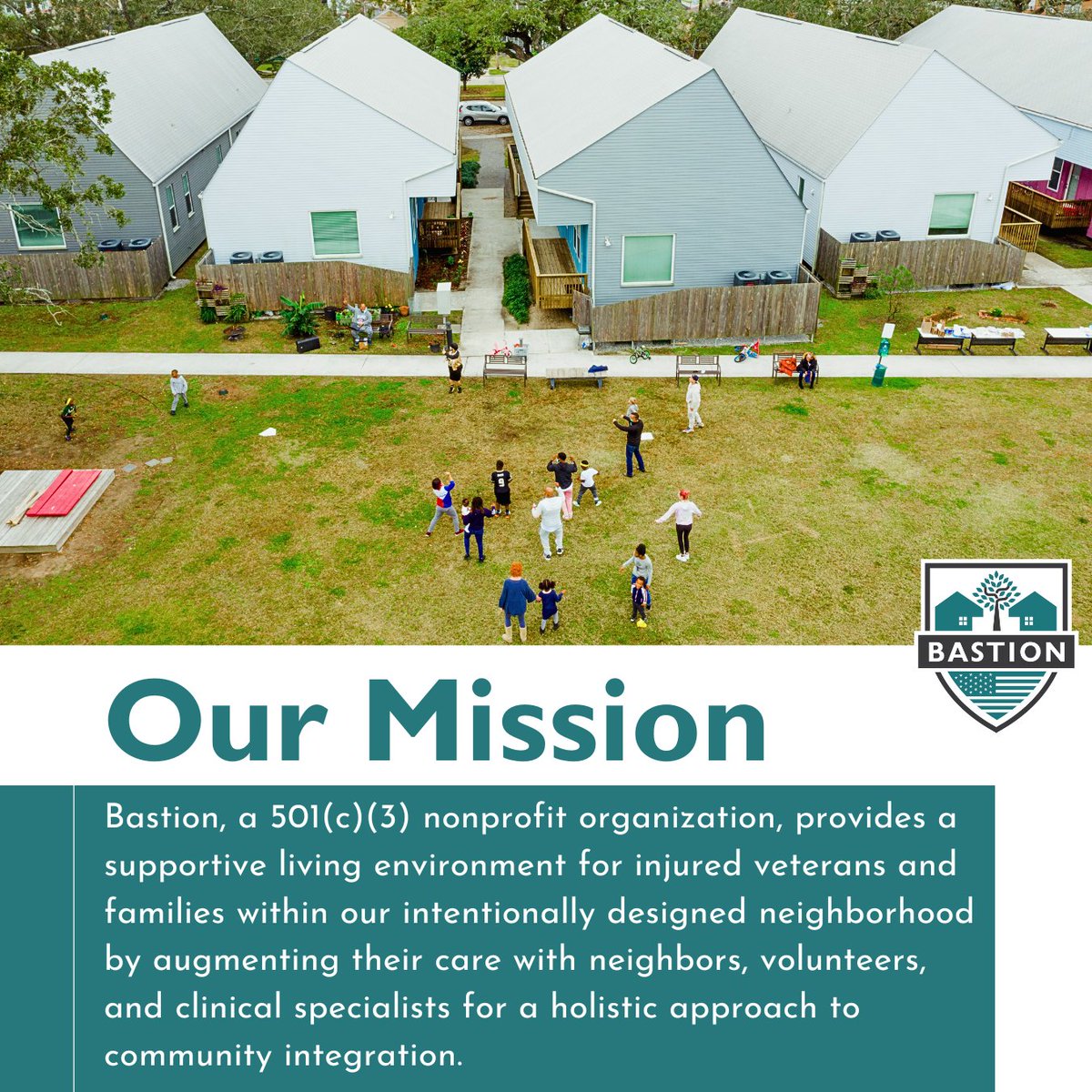 We are BASTION: America’s first intentional living community for injured veterans and families! Support Bastion this #GiveNOLADay to help us provide our veterans with cost-free resources, programming, and specialists. Donate: GIVENOLA.ORG/BASTION