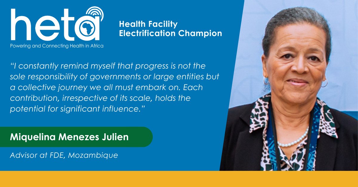 💡 @PowerAfricaUS #HETA is celebrating Health Facility Electrification (HFE) champions!

Miquelina Menezes Julien is an Advisor at FDE & a champion driving health facility electrification in sub-Saharan Africa.

Read her story: abt.associates/4ba4Jao

#PoweringHealthcare