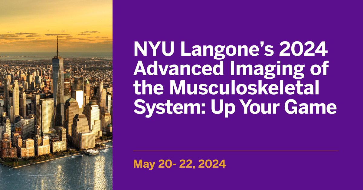 Advanced Imaging of the Musculoskeletal System: Up Your Game! @nyu_mskrad Join us in NYC, May 20-22, 2024! In-person & live-streamed attendance options! Visit the link below for details & to register: tinyurl.com/yc2mnsnc #radiologycme #MSKrad