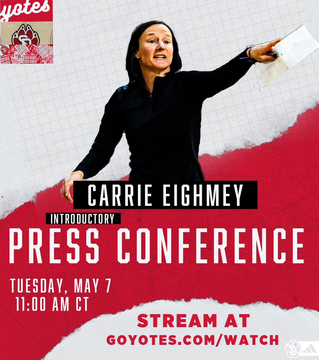 Meet Coach Eighmey 🎙️ Eighmey's introductory press conference is set for Tuesday, May 7, at 11 a.m. inside the Sanford Coyote Sports Center. 📰: Yote.us/4afg3kR #GoYotes x #WeAreSouthDakota 🐾