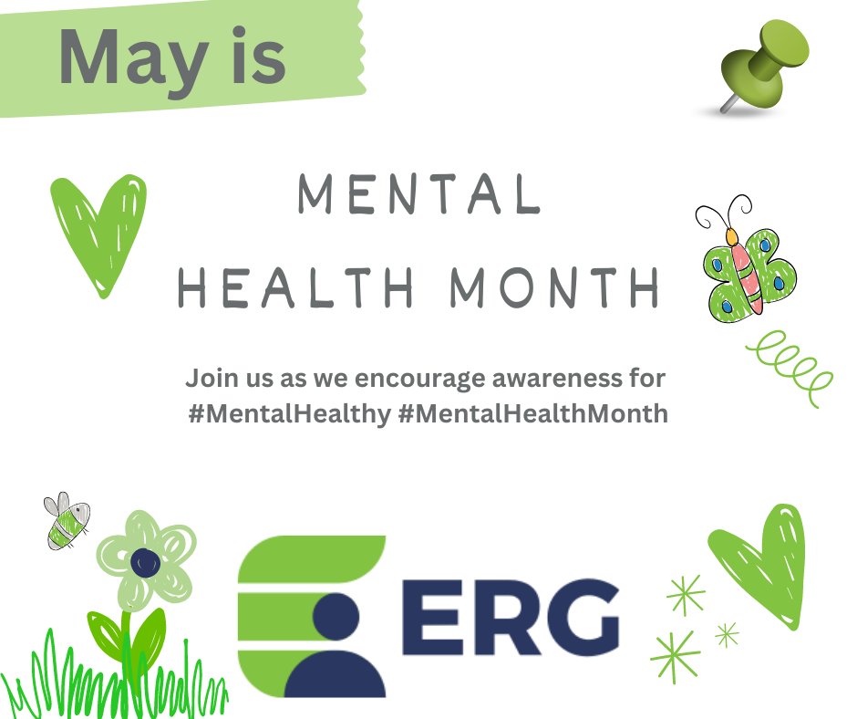 This year’s theme for  #mentalhealthmonth is #WhereToStart: Mental Health in a Changing World. Please share this post and join Evolution Research Group (ERG) as we spread awareness, education, and resources about #mentalhealthy! 💚