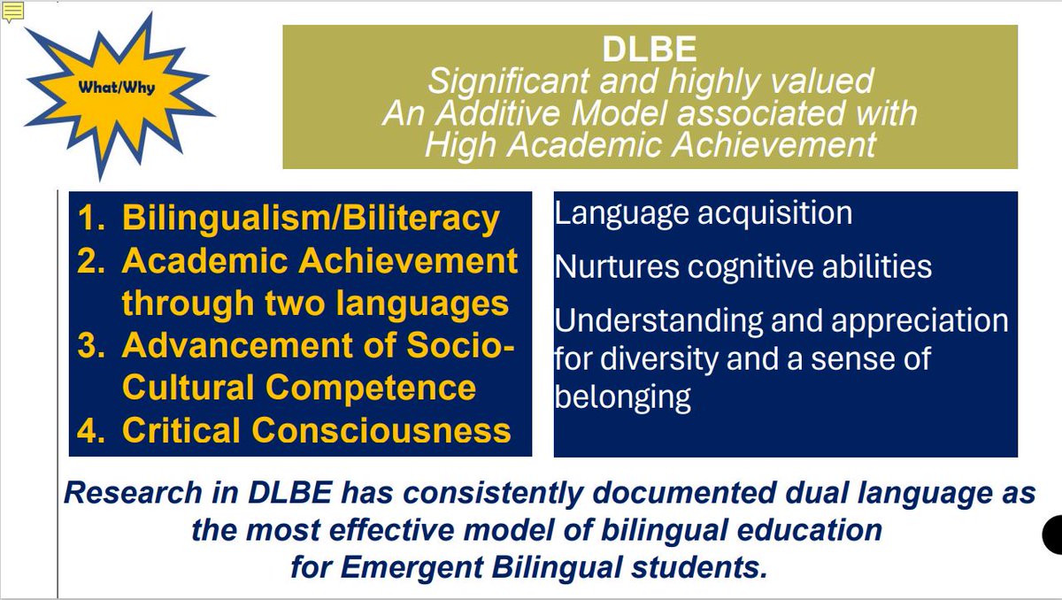 Check it out: 'Research in Dual Language Bilingual Education consistently documents dual language as the most effective model of #bilingual education for Emergent Bilingual students.'📊 #3WsDualLanguage