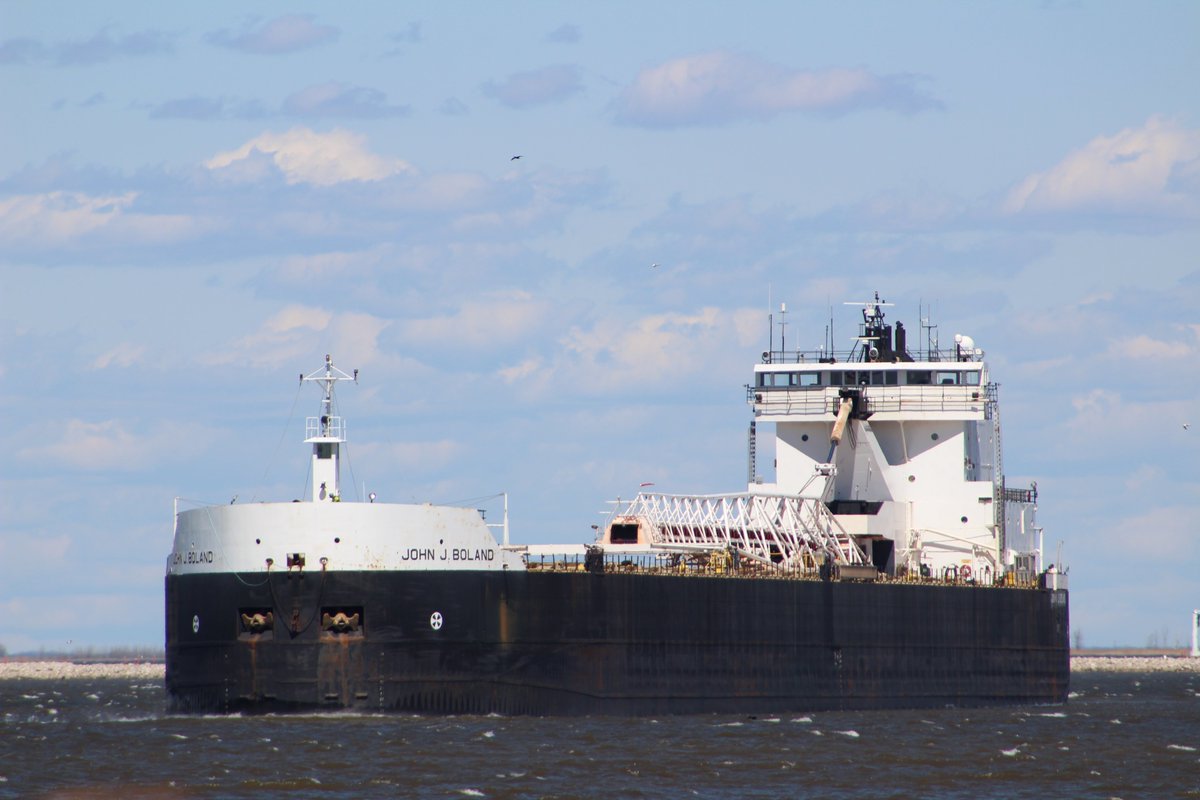 SHIP ARRIVAL: John J Boland Arriving: Wednesday, May 1, 2024 @ 17:00 (5:00PM) Departing: Thursday, May 2, 2024 @ 16:00 (4:00PM) Origin: Michigan Cargo: Limestone Photo Credit: Chuck Zentmeyer