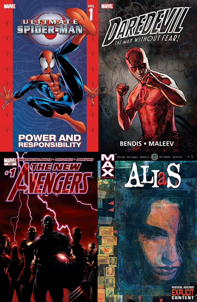 Simple appreciation tweet about how exceptional and influential Brian Michael Bendis was for Marvel Comics in the 2000’s. A true workhorse at such a high level. 

He’s without a doubt one of my favourite Comic Book writers of all time, incredibly important for my love of Comics.