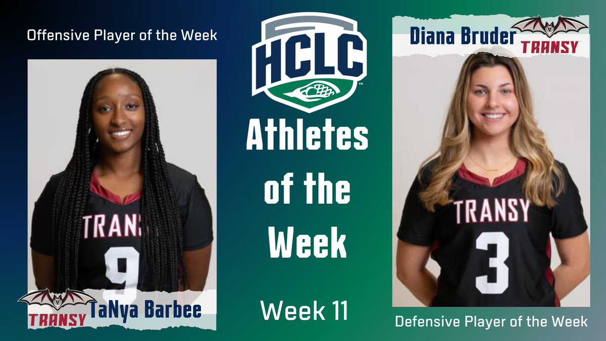 HCLC Women's Lacrosse | Athletes of the Week Congrats to the Women's Lacrosse Athletes of the Week: Offensive: TaNya Barbee, @TransySports Defensive: Diana Bruder, @TransySports Full Release: tinyurl.com/3bmztjfd #TheHeartofD3 | #D3Lax