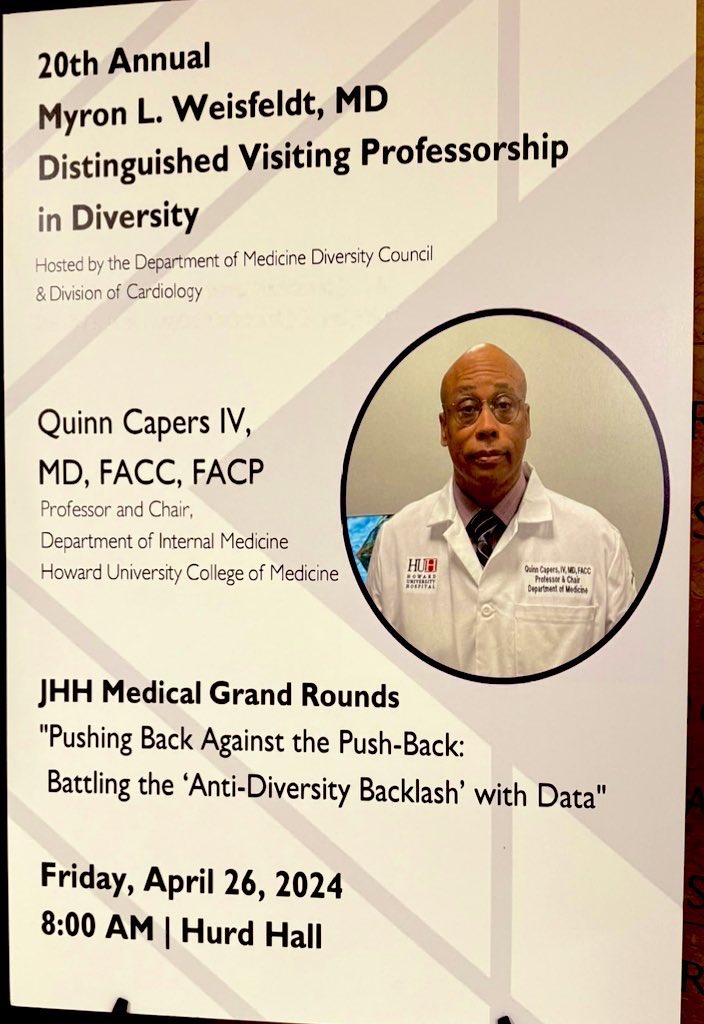 Quinn Capers, IV (@drquinncapers4) on Twitter photo Back to Back Visiting Professorships to encourage colleagues <a href="/VUmedicine/">Vanderbilt School of Medicine</a> and <a href="/HopkinsMedicine/">Johns Hopkins Medicine</a> to stand strong in this era of anti-DEI backlash. The evidence is in our side: a more diverse physician workforce will result in better medical care, research, and more lives saved. Back to Back Visiting Professorships to encourage colleagues <a href="/VUmedicine/">Vanderbilt School of Medicine</a> and <a href="/HopkinsMedicine/">Johns Hopkins Medicine</a> to stand strong in this era of anti-DEI backlash. The evidence is in our side: a more diverse physician workforce will result in better medical care, research, and more lives saved.