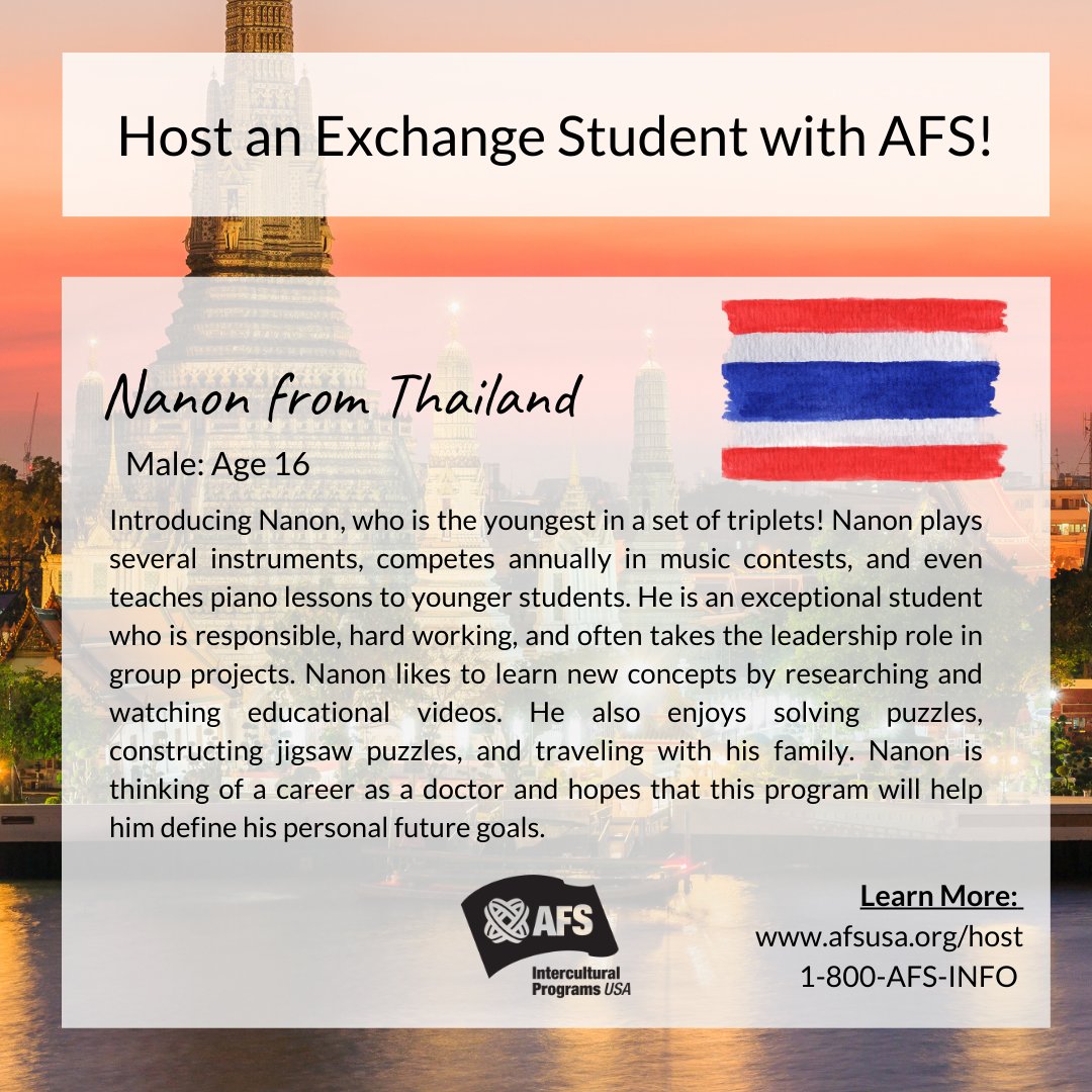 Calling all potential host families: Can you help HHS continue to earn its status as the 2024 AFS-USA Global School of the Year?
