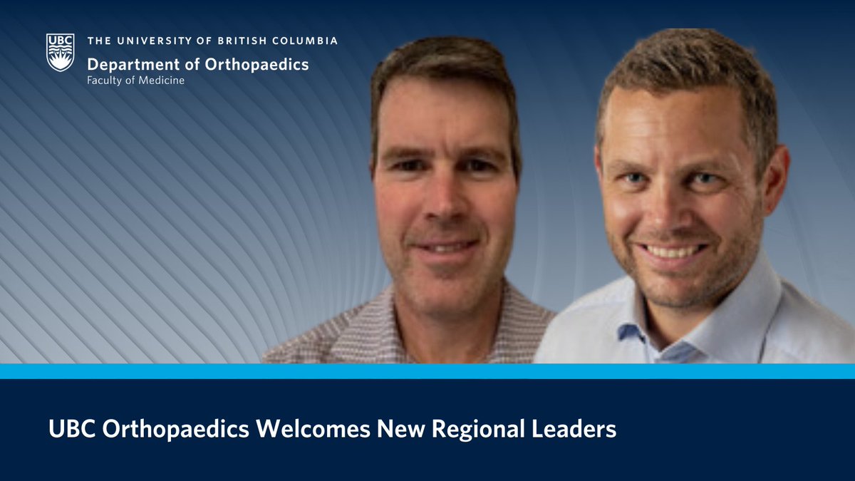 Exciting news! Introducing Dr. Peter Dryden as Vancouver Island Regional Head & Dr. Dave Cruickshank as Interior Regional Head, leading orthopaedic excellence in key provincial areas. Read the full announcement: tinyurl.com/7hv726x6 #UBCortho #MobilityForAll #StrongerTogether